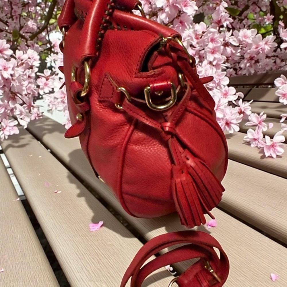 Dooney Bourke Red pebble Leather satchel! Rare red color! NWOT - Picture 3 of 14